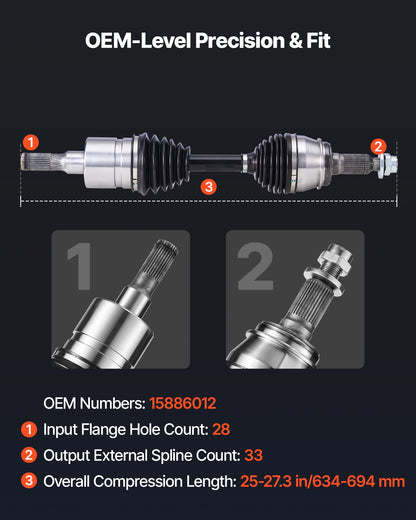 CV Axle Shaft Assembly, 2 Pieces Front Left & Right Side (Driver and Passenger Side), Automotive Replacement CV Joint Axles Pair Compatible with 2006-2010 Hummer H3, Alloy Steel & Carbon Steel