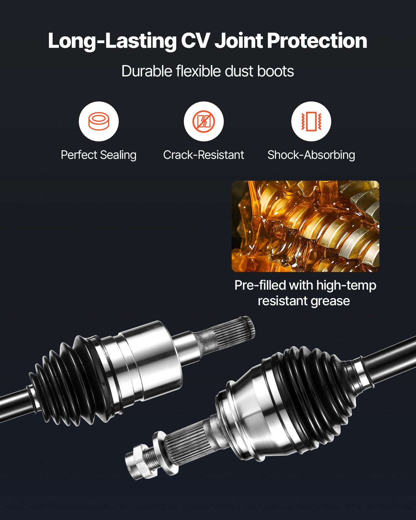 CV Axle Shaft Assembly, 2 Pieces Front Left & Right Side (Driver and Passenger Side), Automotive Replacement CV Joint Axles Pair Compatible with 2006-2010 Hummer H3, Alloy Steel & Carbon Steel