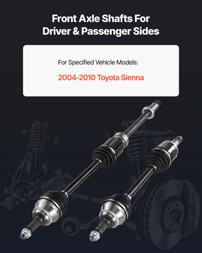 CV Axle Shaft Assembly, 2 Pieces Front Left & Right (Driver and Passenger Side), Automotive Replacement CV Joint Axles Pair Compatible with 2004-2010 Toyota Sienna, Alloy Steel & Carbon Steel