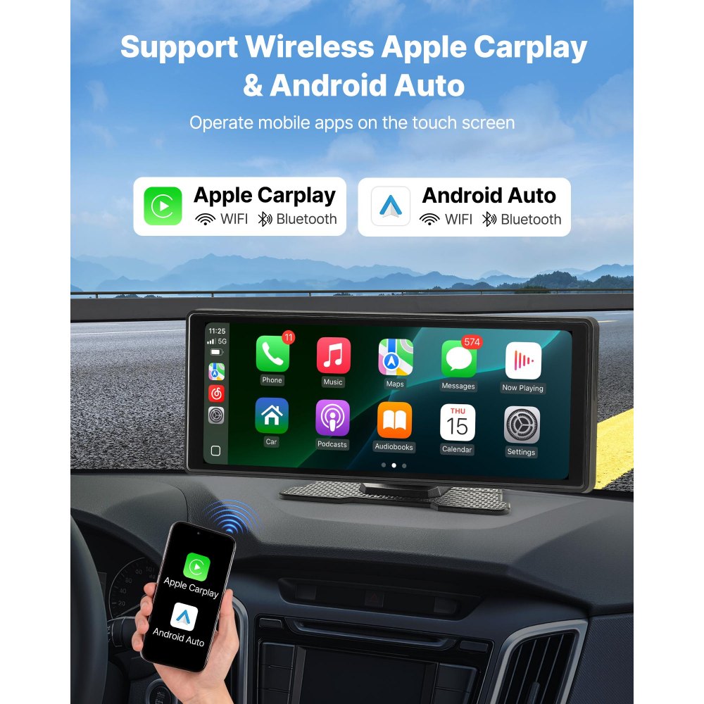 VEVOR Car Stereo Radio CarPlay Touchscreen 254 mm Apple Android Auto Bluetooth