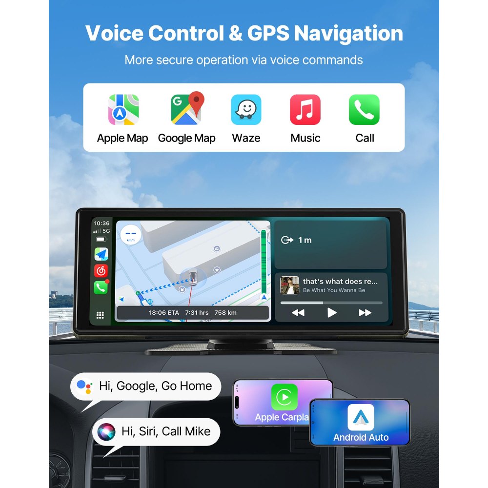 VEVOR Car Stereo Radio CarPlay Touchscreen 254 mm Apple Android Auto Bluetooth