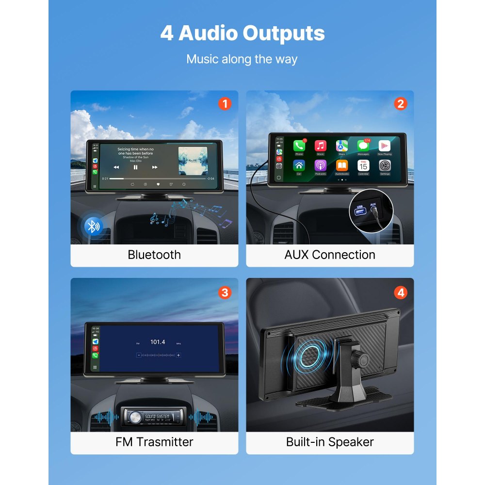 VEVOR Car Stereo Radio CarPlay Touchscreen 254 mm Apple Android Auto Bluetooth
