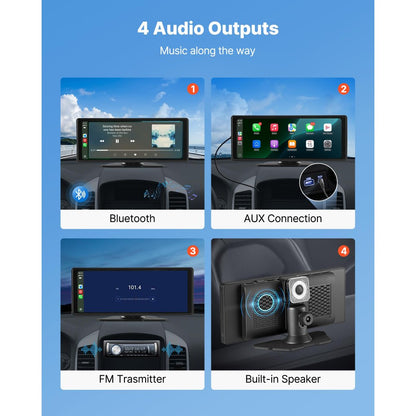 VEVOR Car Stereo Radio CarPlay Touchscreen 254mm Apple Android Front/Rear Camera
