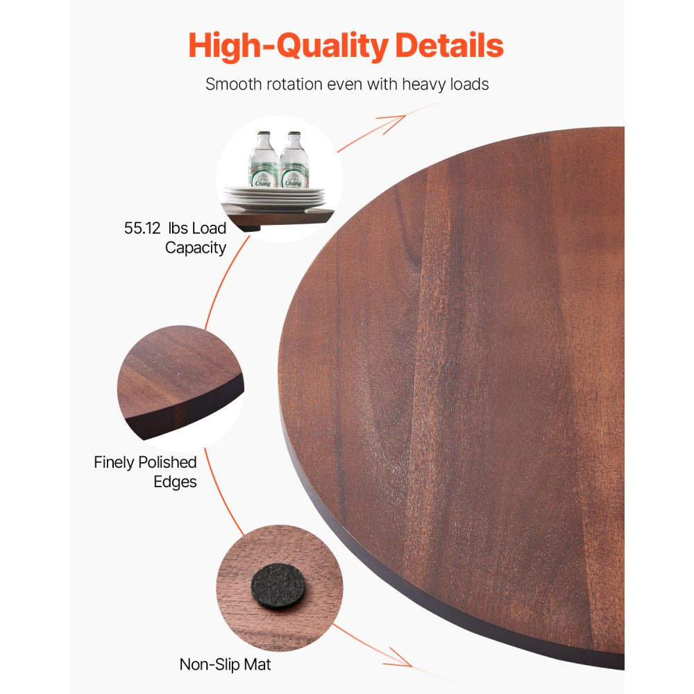 VEVOR Wood Lazy Susan Turntable Dining Table Centerpiece 61 cm Rotating Tray