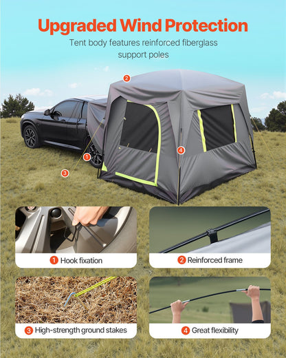 VEVOR SUV Camping Tent Outdoor SUV Tent with Rainfly Waterproof for 5-8 Person， 8.2 x 10.1 x 7.5 ft