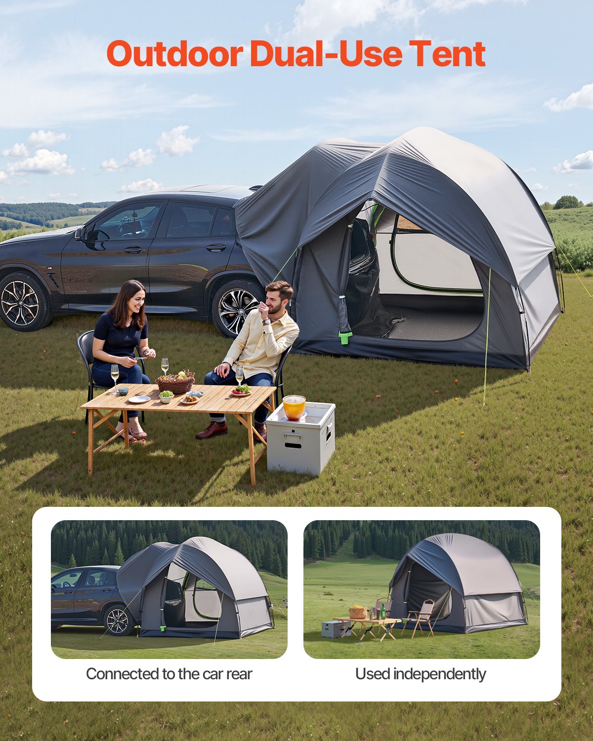 VEVOR SUV Camping Tent Outdoor SUV Tent with 2 Doors Waterproof for 5-8 Person