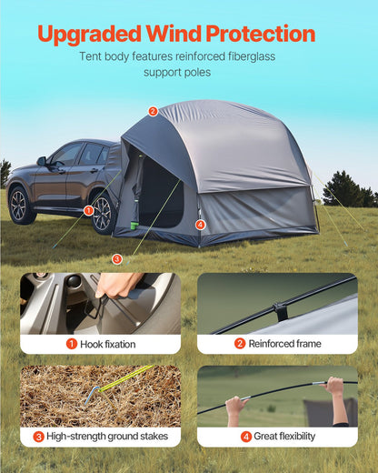 VEVOR SUV Camping Tent Outdoor SUV Tent with 2 Doors Waterproof for 5-8 Person
