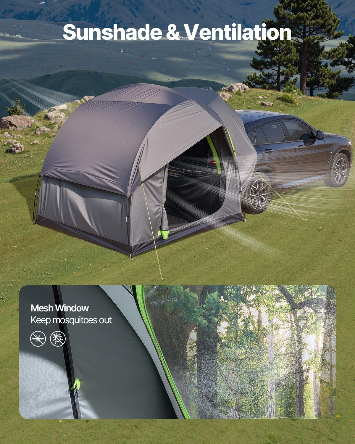 VEVOR SUV Camping Tent Outdoor SUV Tent with 2 Doors Waterproof for 5-8 Person