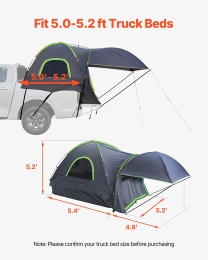 Waterproof Truck Bed Camping Tent for 2-3 People, Fits 1.5-1.6m Beds