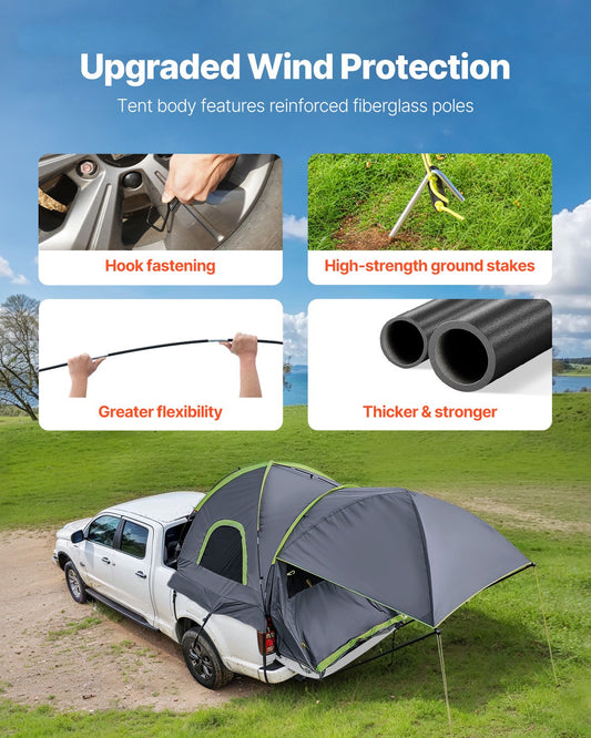 Waterproof Truck Bed Camping Tent for 2-3 People, Fits 1.5-1.6m Beds