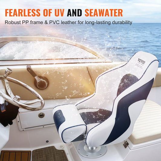 Marine Captain Chair with Flip-Up Bolster, Thickened Padding, Waterproof Design