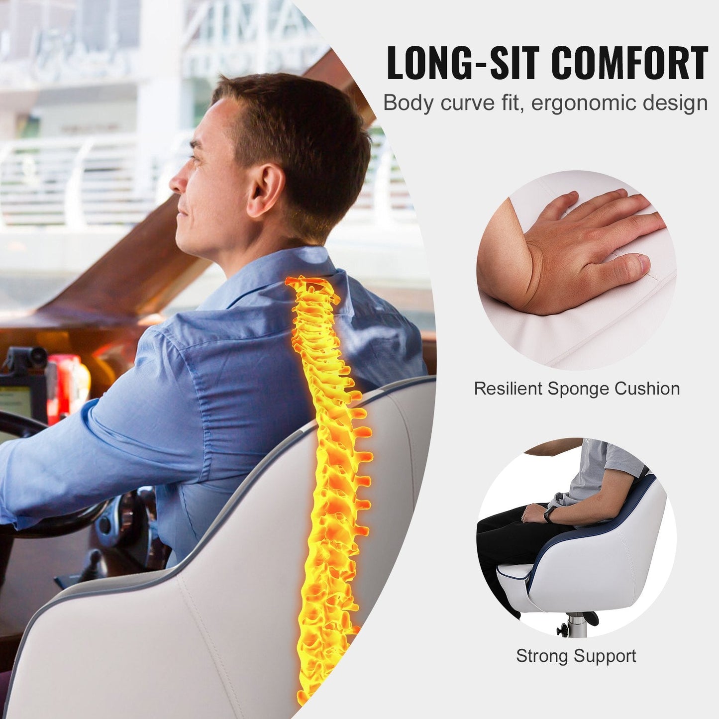 Deluxe Marine Captain Chair with Ergonomic Design and Durable Padding, 1-Piece