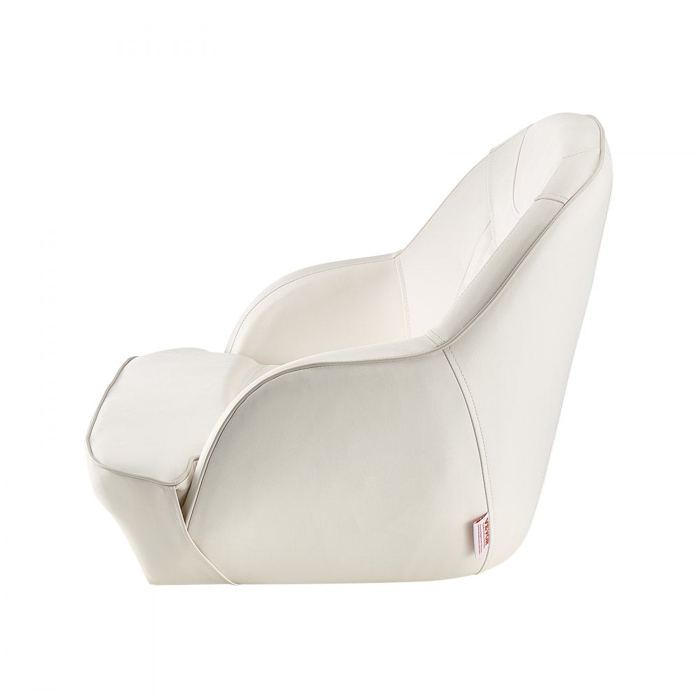 VEVOR Boat Seat Low Backrest Flip Up Boat Seat Captain Bucket Seat White