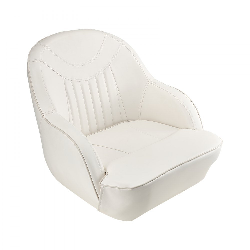 VEVOR Boat Seat Low Backrest Flip Up Boat Seat Captain Bucket Seat White