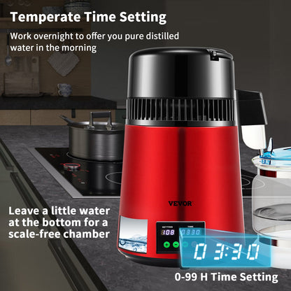 4L Red Water Distiller with 1L/H Output and Touchscreen Display