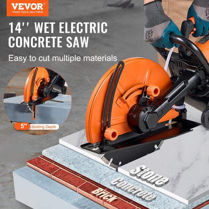 Electric Concrete Circular Saw, 35 cm Blade, 2800 W, Wet Cutting with Water Line