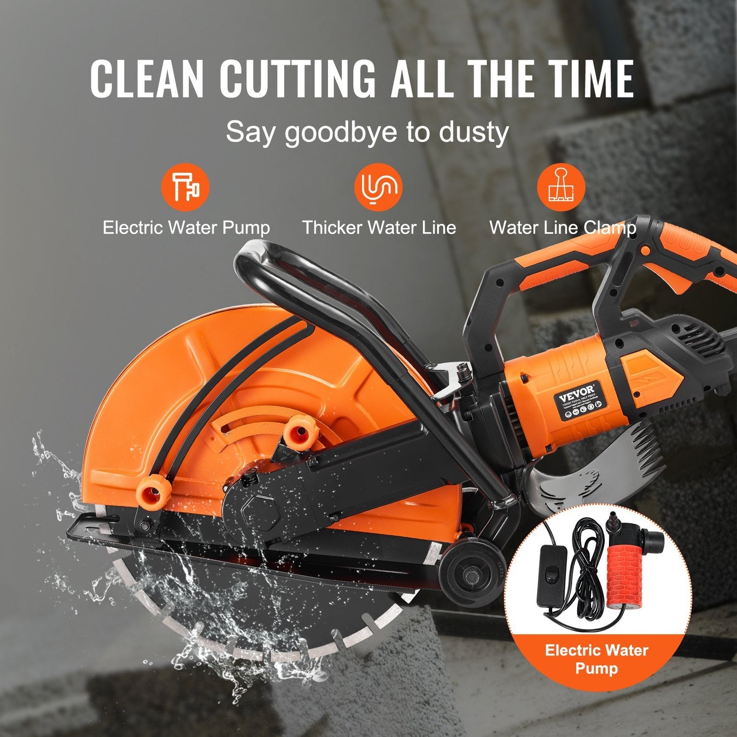 Electric Concrete Saw, 2800W 15A Motor, 42.5cm Blade, 152mm Cutting Depth