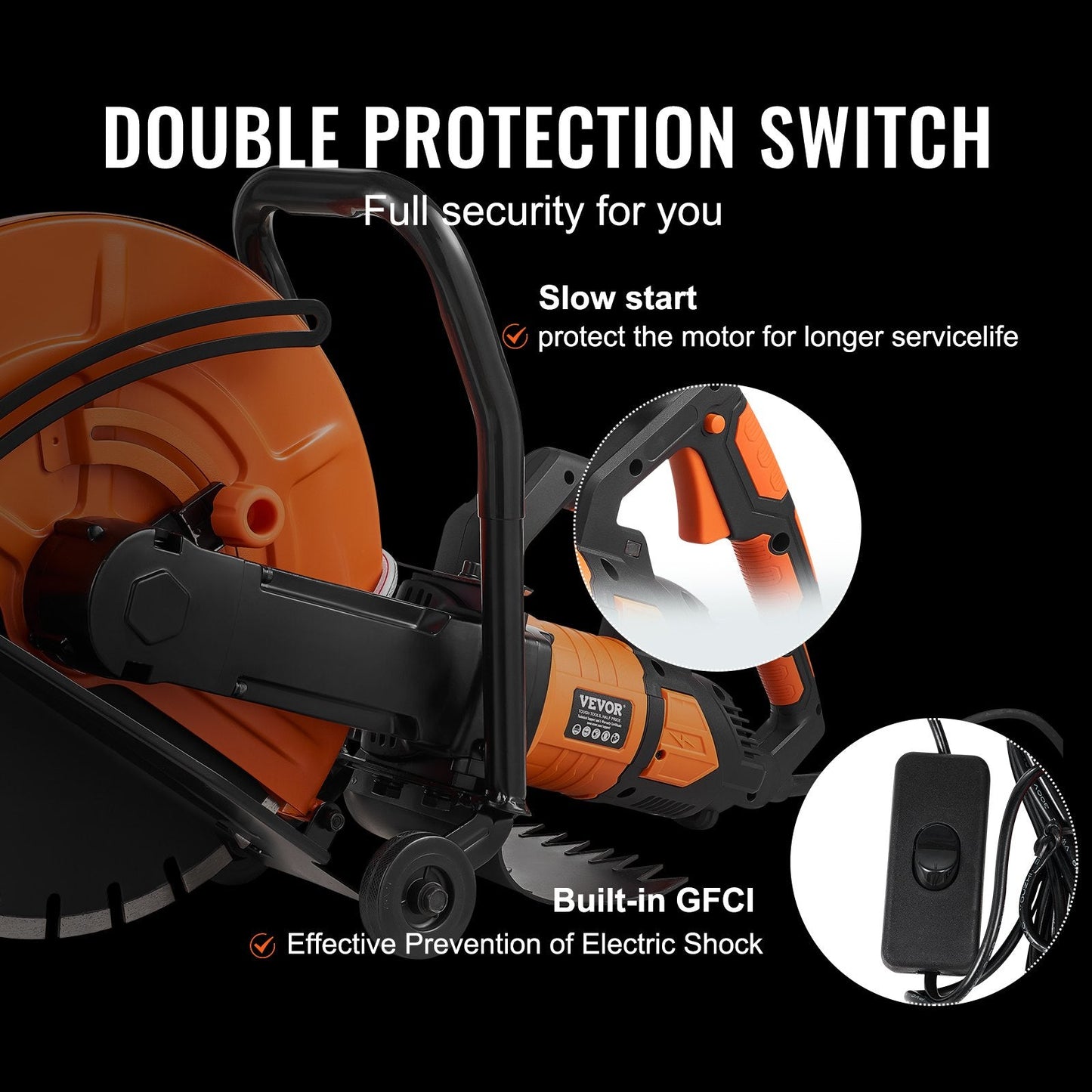 Electric Concrete Saw, 2800W 15A Motor, 42.5cm Blade, 152mm Cutting Depth