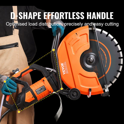 VEVOR Electric Concrete Saw, 16 in, 2800 W 15 A Motor Circular Saw Cutter with Max.