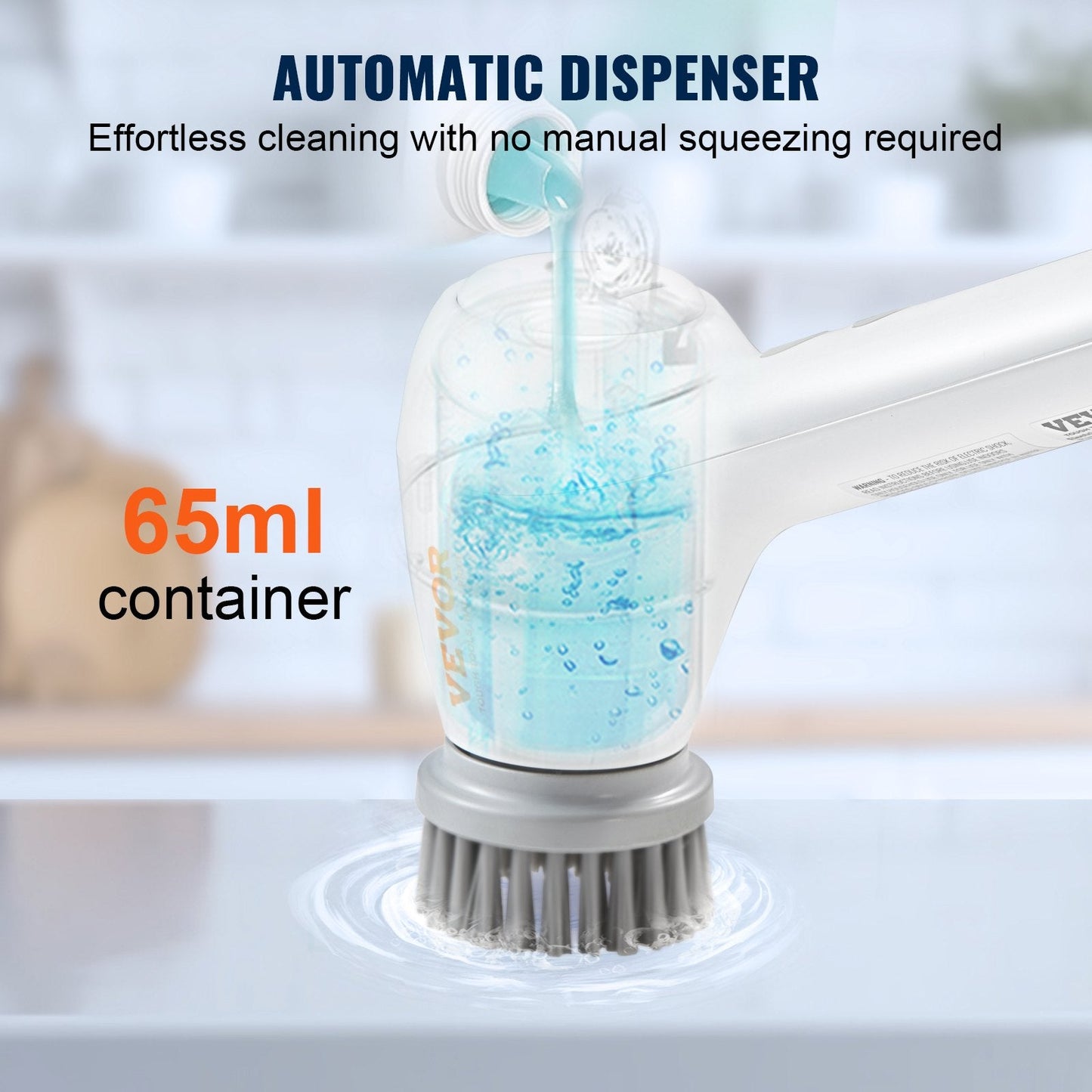 Cordless Electric Spin Scrubber with 5 Heads, 0.5 kg, 0.76 m Charging Cable