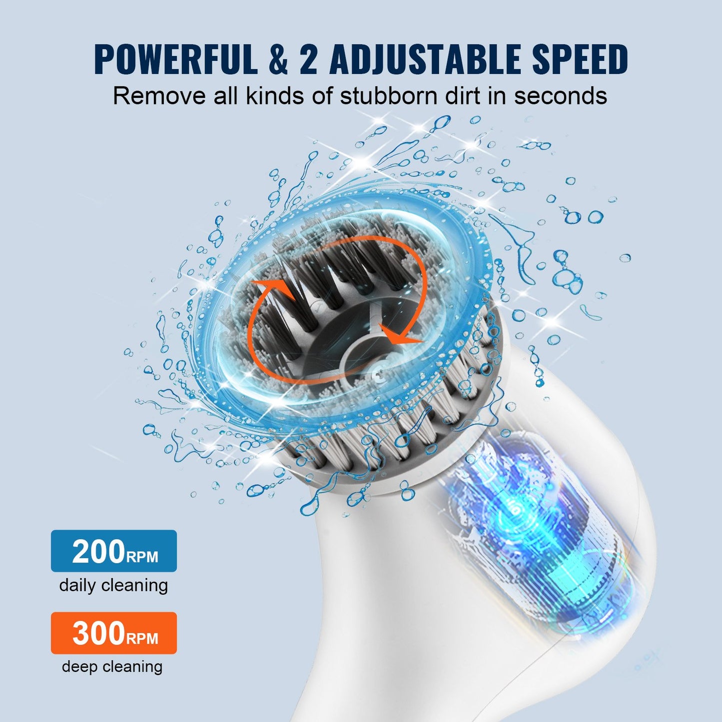 VEVOR Electric Spin Scrubber Cordless Cleaning Brush 5 Heads for Bathroom Floor