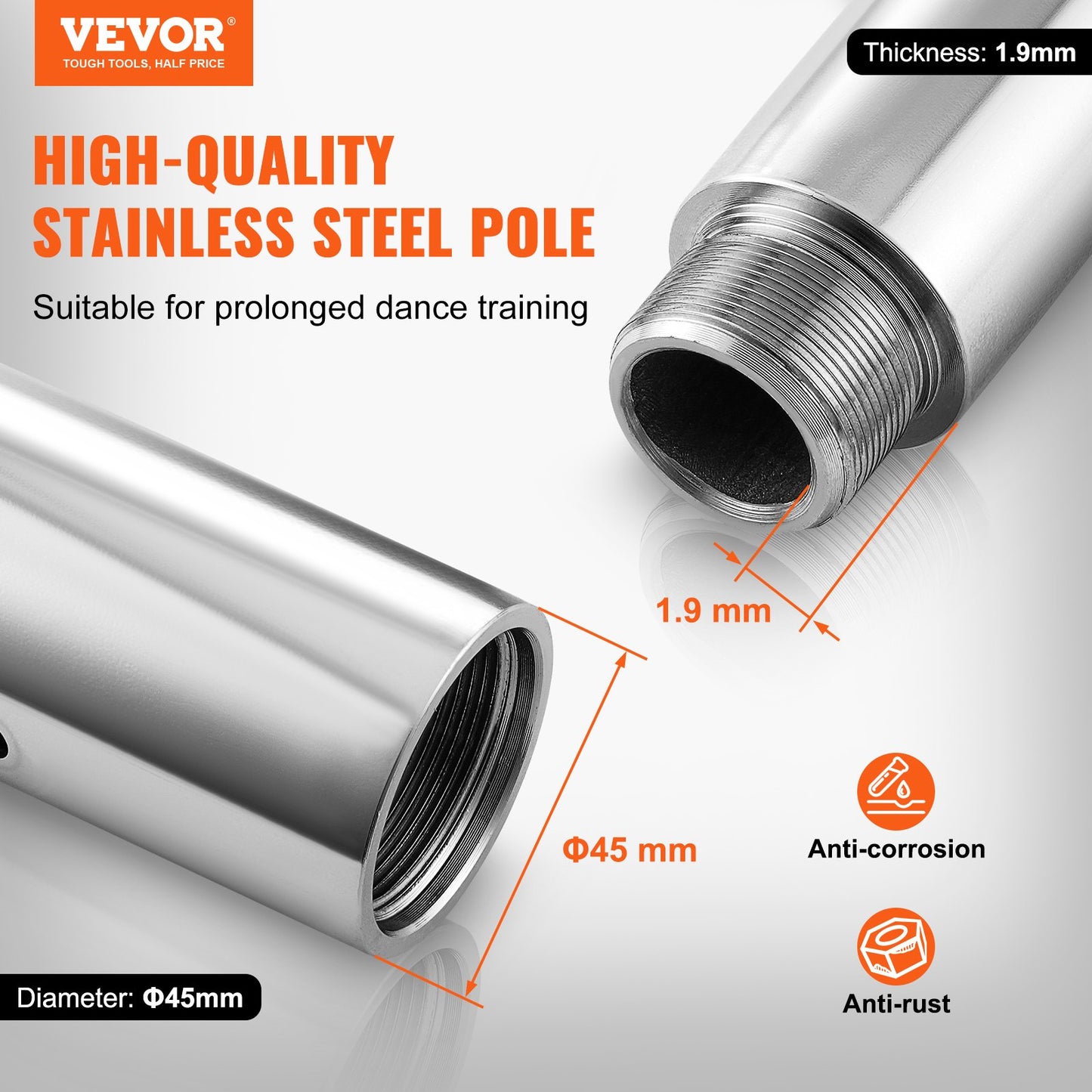 VEVOR Professional Dancing Pole, Spinning Static Dancing Pole Kit, Portable Removable