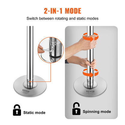 VEVOR Professional Dancing Pole, Spinning Static Dancing Pole Kit, Portable Removable
