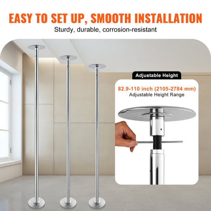 VEVOR Professional Dancing Pole, Spinning Static Dancing Pole Kit, Portable Removable
