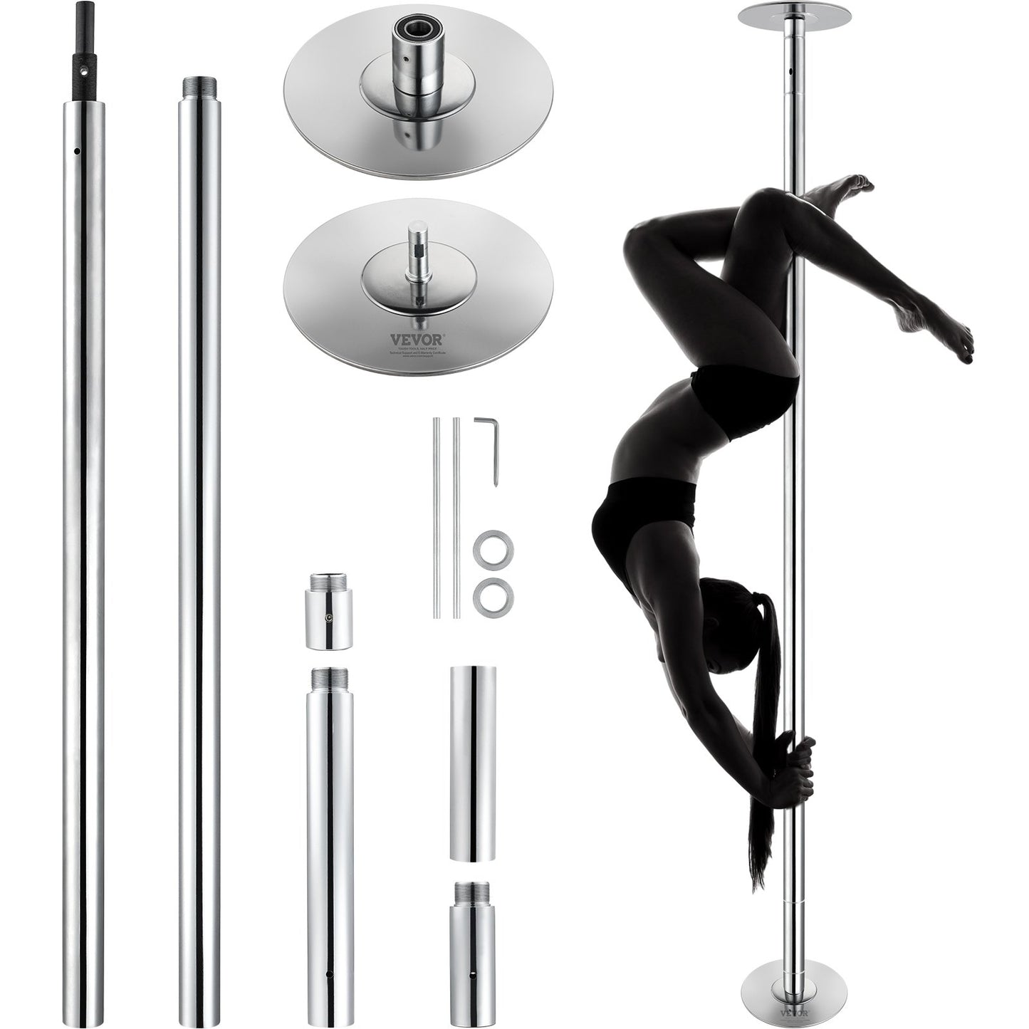 VEVOR Professional Dancing Pole, Spinning Static Dancing Pole Kit, Portable Removable