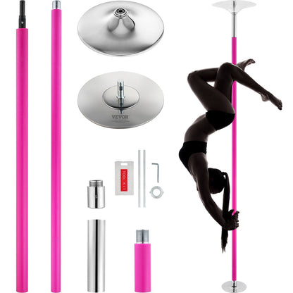 Adjustable 2.7m Pink Dance Pole Kit, Static/Spinning, 200kg Capacity