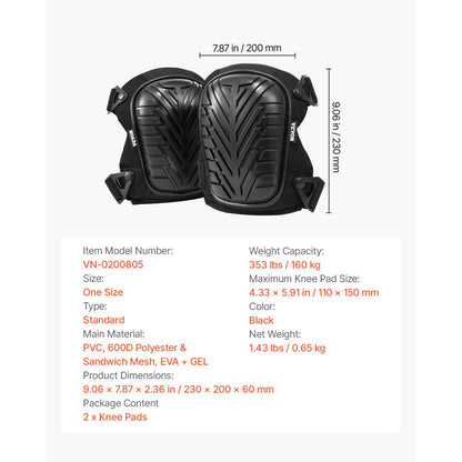 VEVOR Knee Pads for Work Heavy Duty Construction Knee Pads Soft Foam Gel Cushion