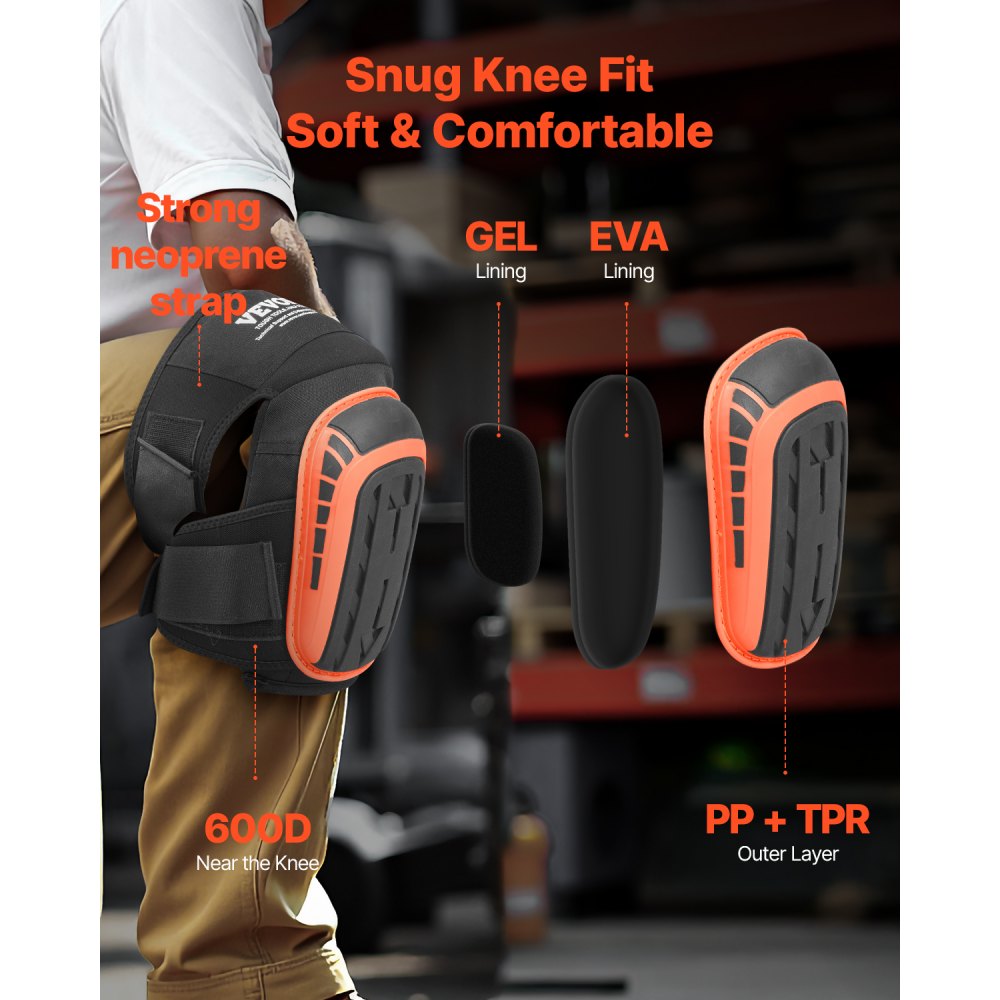 VEVOR Knee Pads for Work Extended Construction Knee Pads Soft Foam Gel Cushion