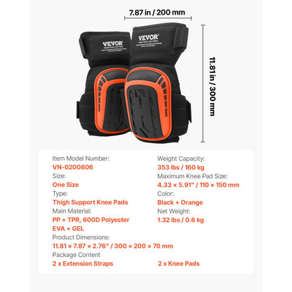 VEVOR Knee Pads for Work Extended Construction Knee Pads Soft Foam Gel Cushion