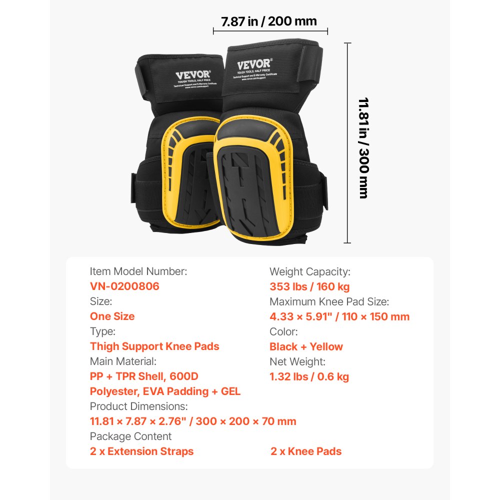 VEVOR Knee Pads for Work Extended Construction Knee Pads Anti-Slip Foam Cushion