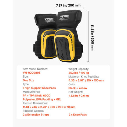 VEVOR Knee Pads for Work Extended Construction Knee Pads Anti-Slip Foam Cushion