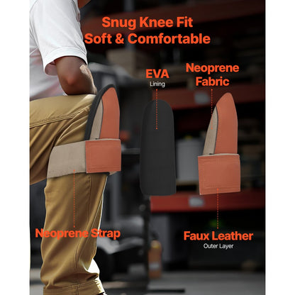 VEVOR Knee Pads for Work Durable Leather Construction Pads Washable Extra Thick