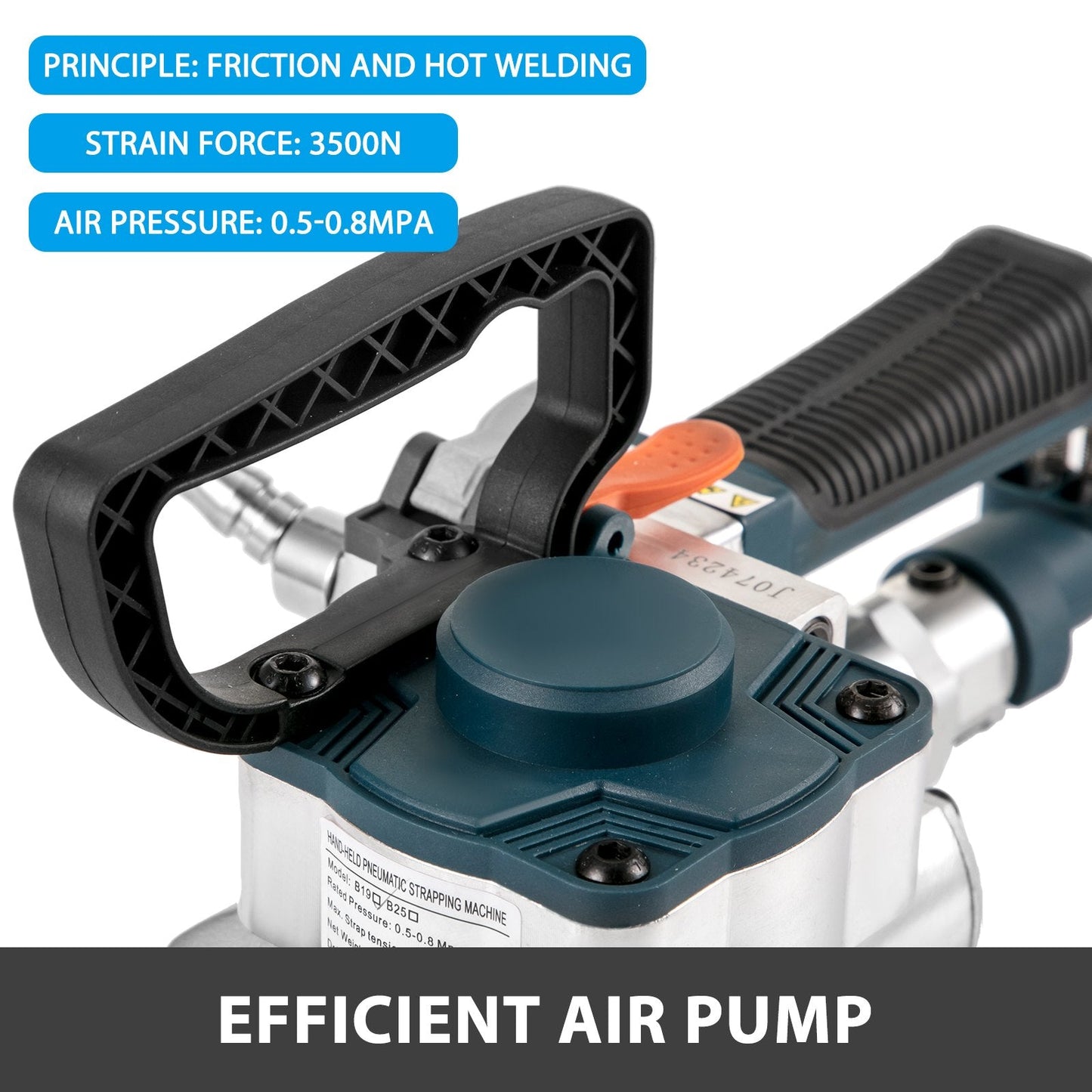 Pneumatic Strapping Machine, 13-19mm, 3500N Tension, PP/PET Compatible, 5kg Portable