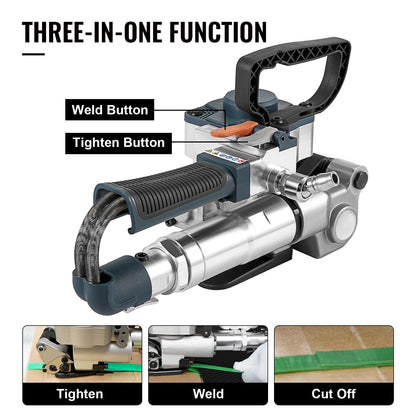 Pneumatic Strapping Machine, 13-19mm, 3500N Tension, PP/PET Compatible, 5kg Portable