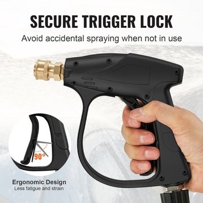 High Pressure Washer Gun 4350 PSI with Foam Spray & 5 Nozzles, 0.25m Connector
