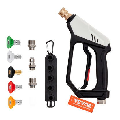 High Pressure Washer Gun 5000 PSI with Foam Spray & 5 Nozzles, 1/4 Meter Connector