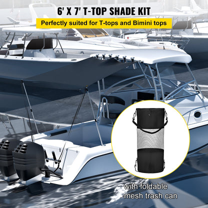 Black T-Top Extension Shade Kit, UV-Proof, 1.83 x 2.13 m, with Telescopic Poles