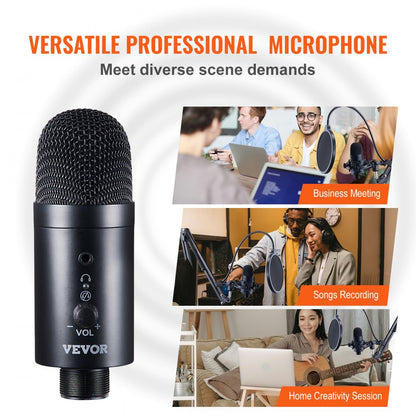 USB Microphone 192kHz/24-bit Condenser Microphone Kit with Boom Arm Stand