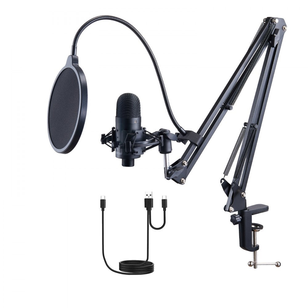 USB Microphone 192kHz/24-bit Condenser Microphone Kit with Boom Arm Stand