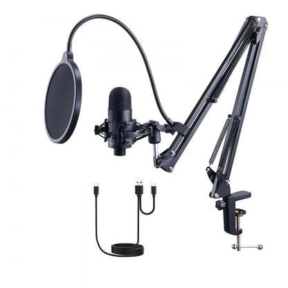 USB Microphone 192kHz/24-bit Condenser Microphone Kit with Boom Arm Stand