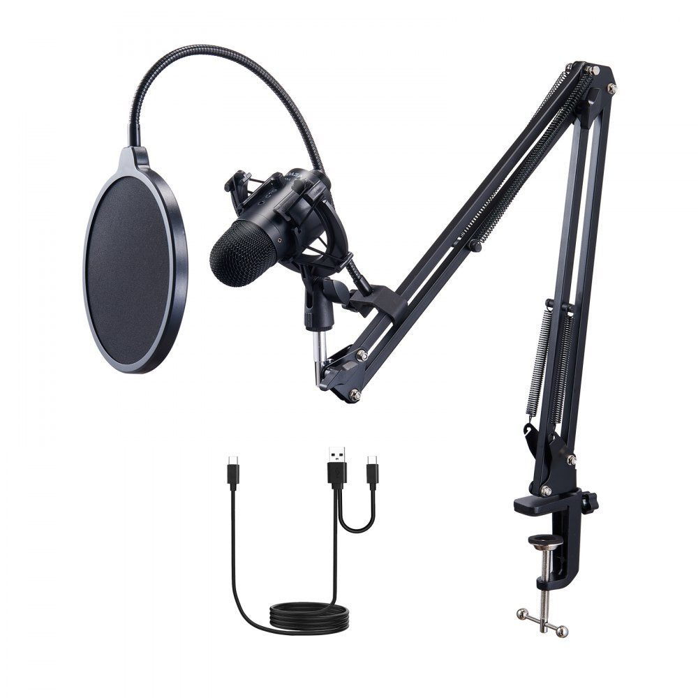 USB Microphone 192kHz/24-bit Condenser Microphone Kit with Boom Arm Stand