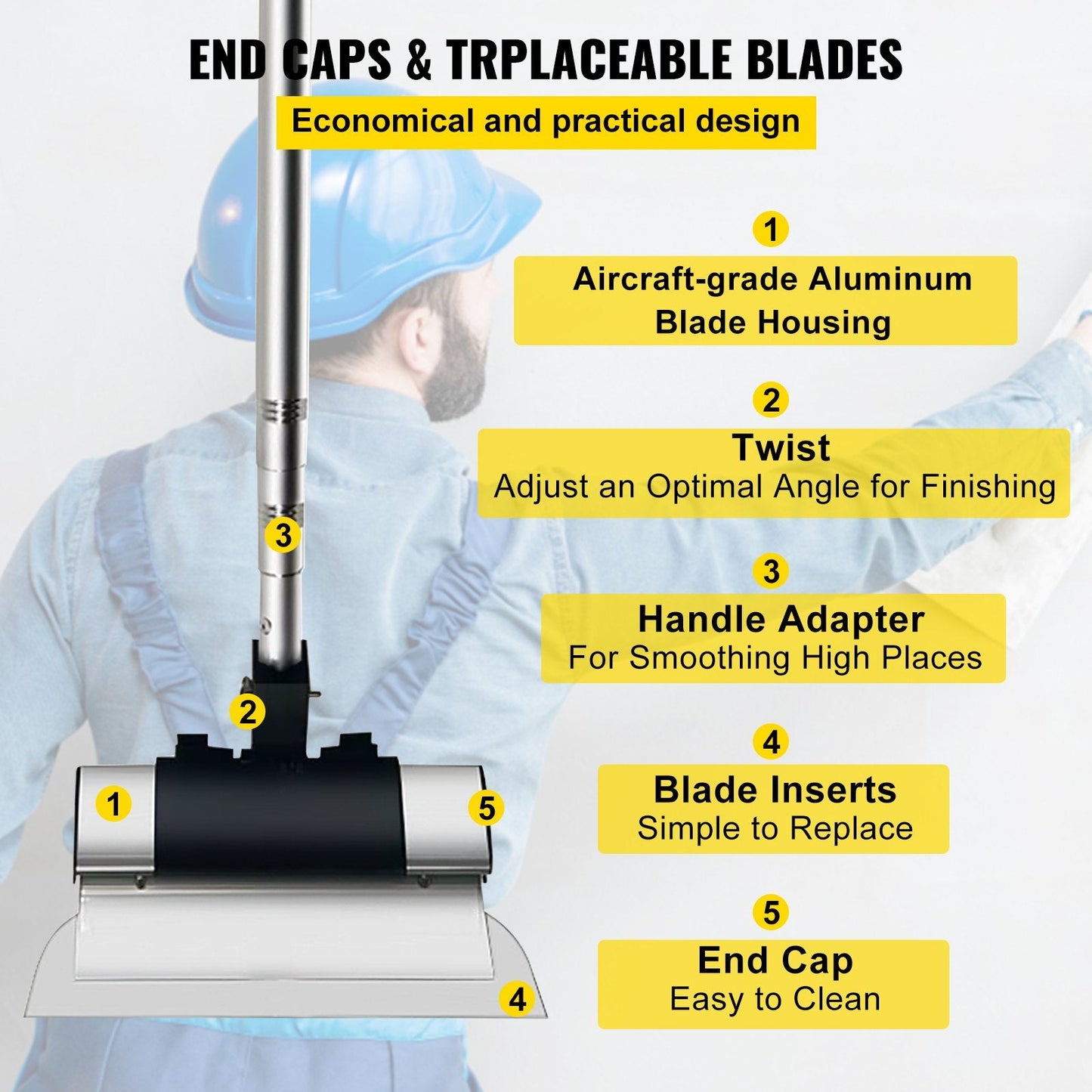 Adjustable Skimming Blade Set with 3 Blades and 2m Extension Handle