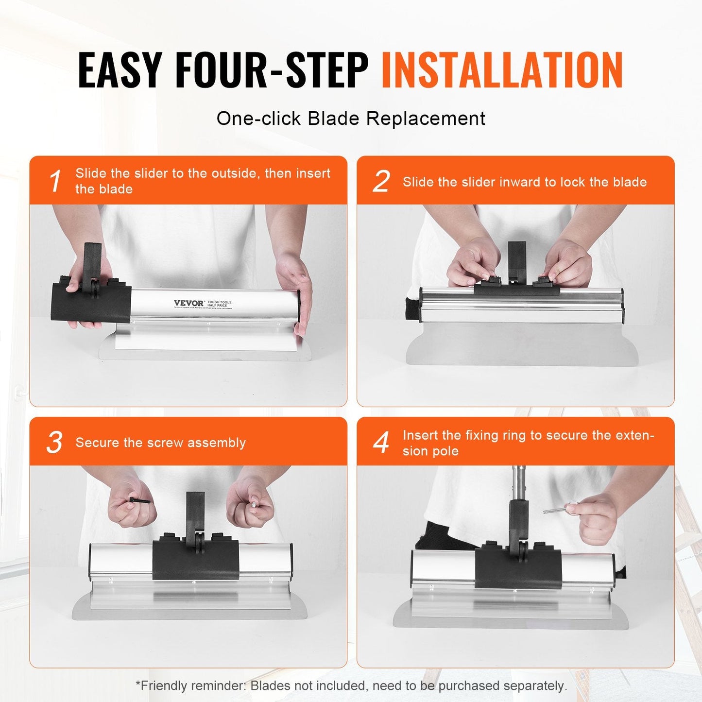 Professional Drywall Skimming Kit with Adjustable Handle and Fixator Knife