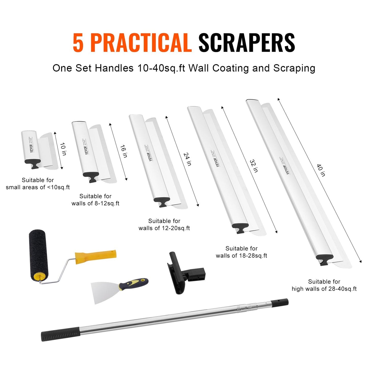 Professional Drywall Skimming Blade Set with Adjustable Extension Handle