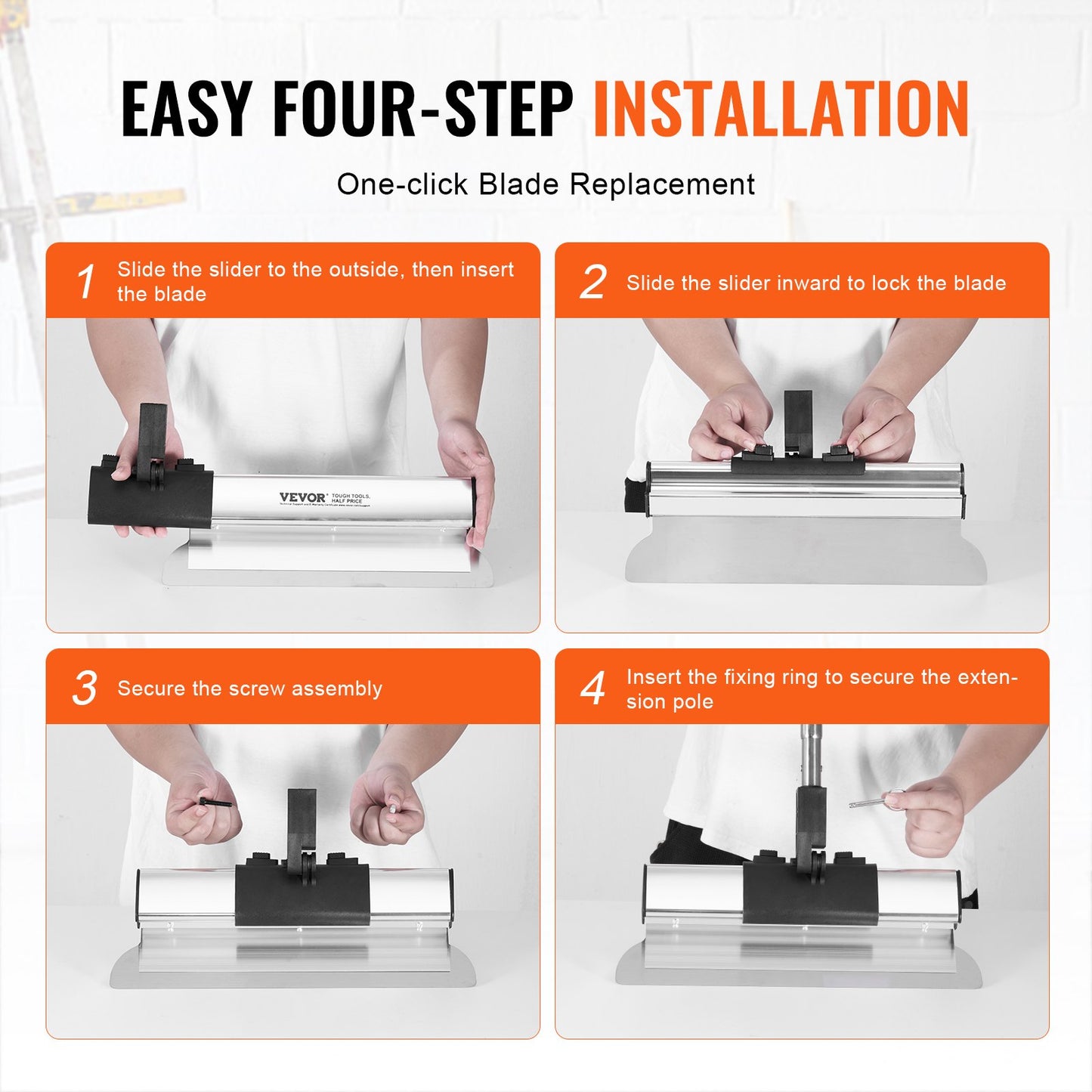 VEVOR Drywall Skimming Blade Set, 10/16/24/32/40 in Skimming Blades + 34-81.6 in