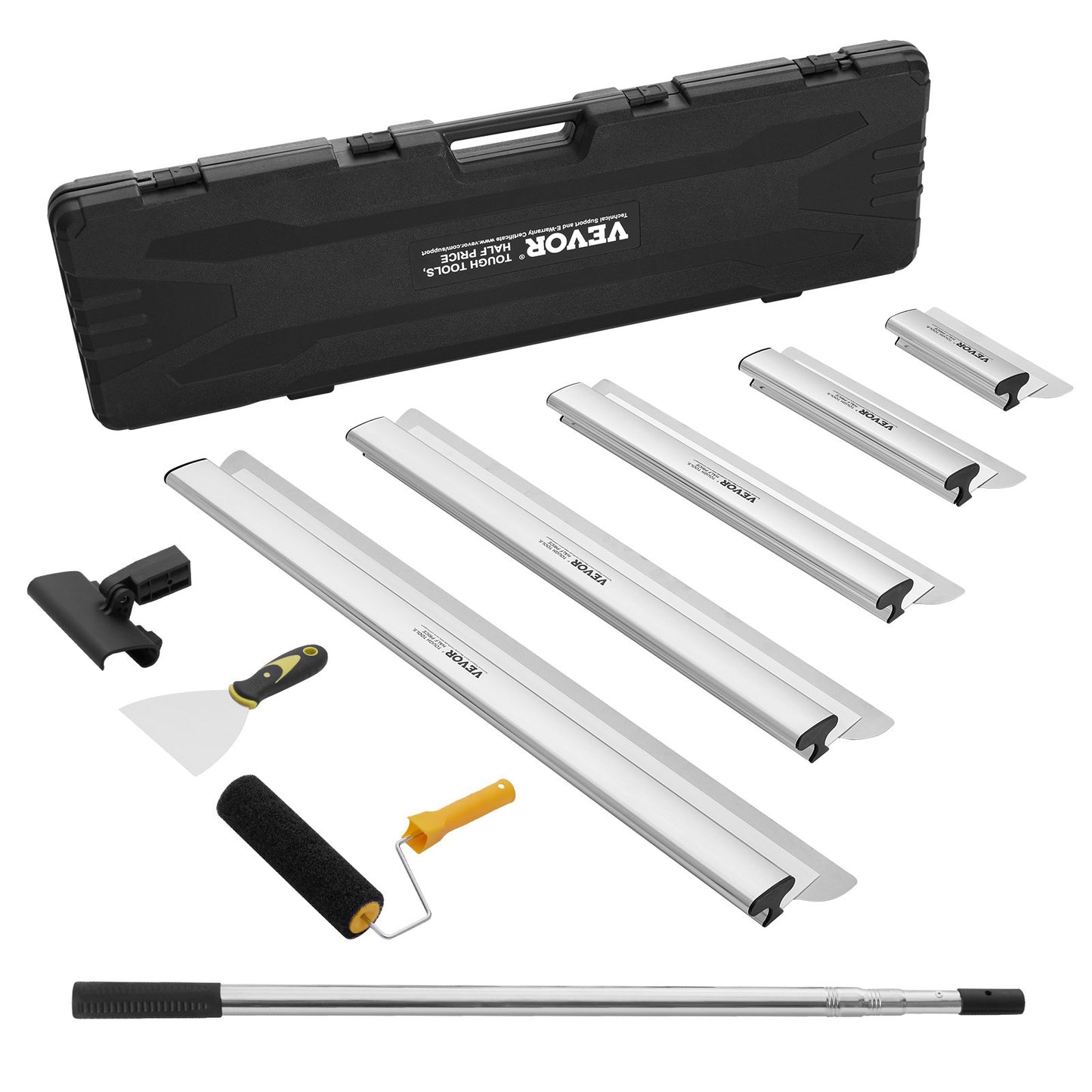 VEVOR Drywall Skimming Blade Set, 10/16/24/32/40 in Skimming Blades + 34-81.6 in